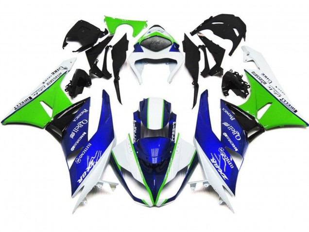 Lojas Carenagens Moto Kawasaki ZX6R 2007-2008 - Branco Azul Verde Preto