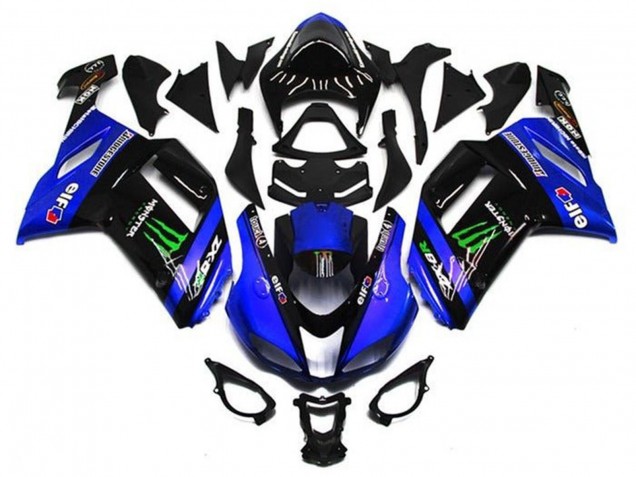 Lojas Carenagens Moto Kawasaki ZX6R 2007-2008 - Azul Preto Verde Monstro