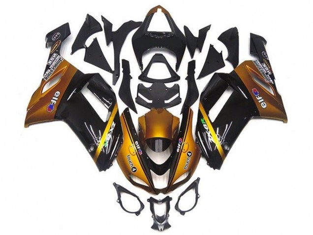 Lojas Carenagens Moto Kawasaki ZX6R 2007-2008 - Ouro Preto Elf