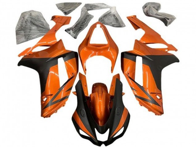 Lojas Carenagens Moto Kawasaki ZX6R 2007-2008 - Laranja Preto Fosco