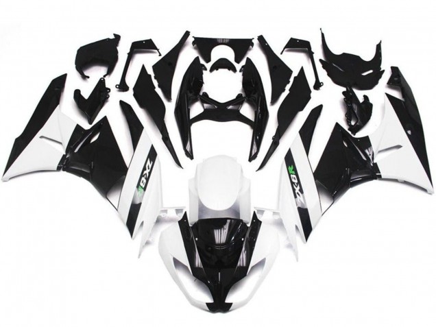 Lojas Carenagens Moto Kawasaki ZX6R 2009-2012 - Branco Preto Brilhante