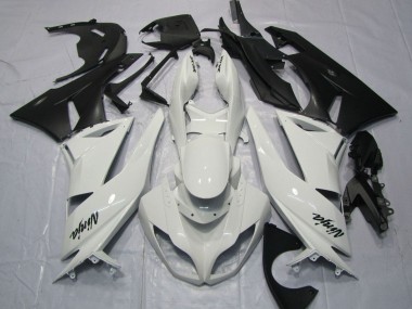 Lojas Carenagens Moto Kawasaki ZX6R 2009-2012 - Branco Preto Fosco