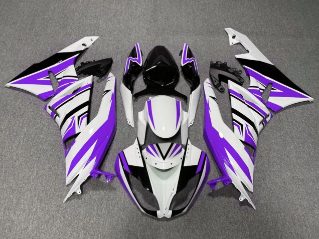 Lojas Carenagens Moto Kawasaki ZX6R 2009-2012 - Branco Roxo Preto