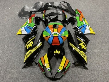 Lojas Carenagens Moto Kawasaki ZX6R 2009-2012 - Preto Brilhante Multicolorido