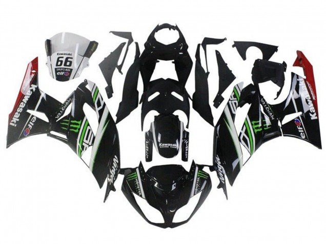 Lojas Carenagens Moto Kawasaki ZX6R 2009-2012 - Preto Brilhante Branco Verde Vermelho Elf Monstro