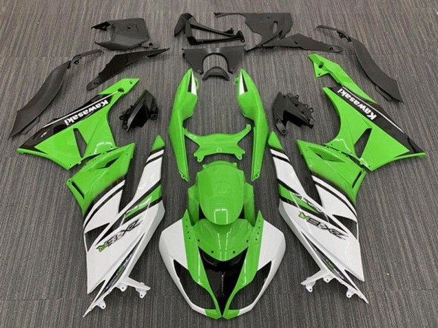 Lojas Carenagens Moto Kawasaki ZX6R 2009-2012 - Verde Branco Preto Listra