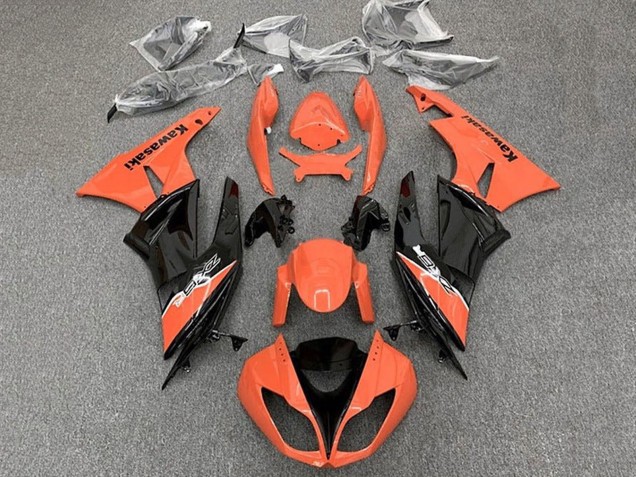 Lojas Carenagem Moto Kawasaki ZX6R 2009-2012 - Laranja Preto Brilhante