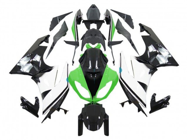 Lojas Carenagens Moto Kawasaki ZX6R 2009-2012 - Verde Branco Preto Brilhante