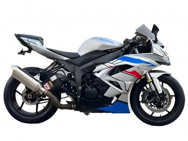 Lojas Carenagens Moto Kawasaki ZX6R 2009-2012 - Branco Azul Vermelho Preto