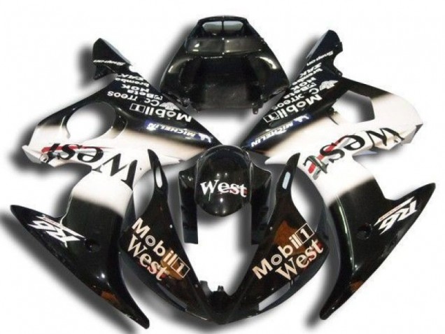 Lojas Carenagens Moto Yamaha YZF R6 2003-2004 - Preto Brilhante Branco Mobil West Michelin