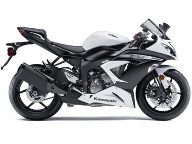Lojas Kit Carenagens Moto Kawasaki ZX6R 2013-2018 - Branco Preto Fosco