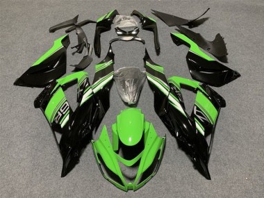 Lojas Kit Carenagens Moto Kawasaki ZX6R 2013-2018 - Verde Preto Brilhante