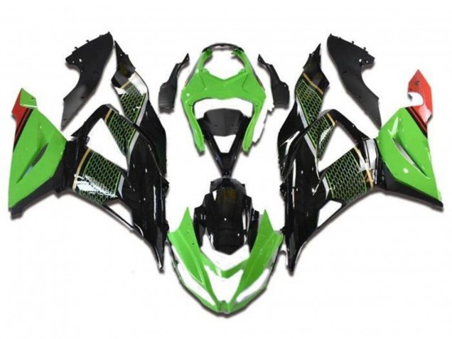 Lojas Carenagens Moto Kawasaki ZX6R 2013-2018 - Verde Preto Vermelho Honeycomb