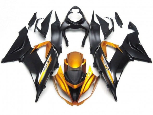 Lojas Carenagens Moto Kawasaki ZX6R 2013-2018 - Preto Fosco Ouro