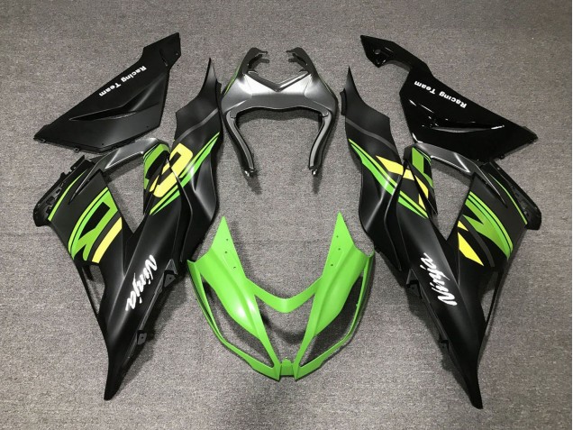 Lojas Carenagens Moto Kawasaki ZX6R 2013-2018 - Preto Fosco Verde Amarelo