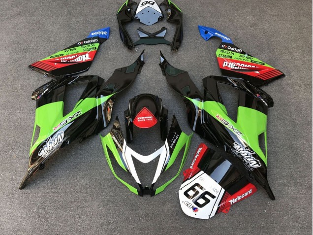 Lojas Carenagens Moto Kawasaki ZX6R 2013-2018 - Verde Preto Vermelho Branco Motocard 66