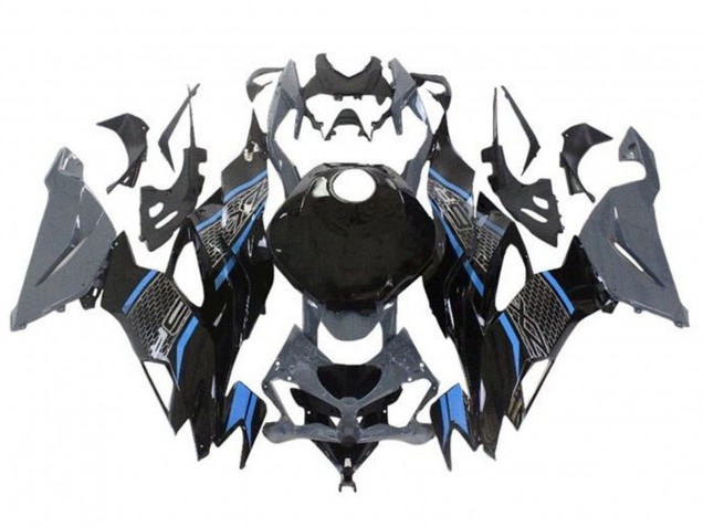 Lojas Carenagens Moto Kawasaki ZX6R 2019-2022 - Cinzento Azul Preto Honeycomb