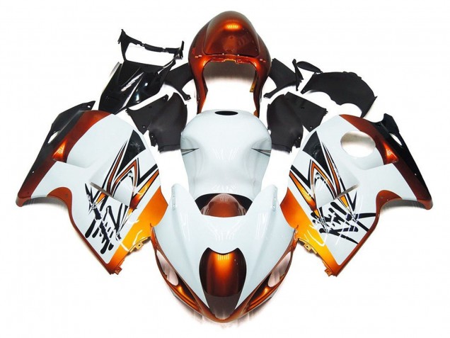 Lojas Carenagens Moto Suzuki GSXR 1300 Hayabusa 1996-2007 - Branco Laranja Preto