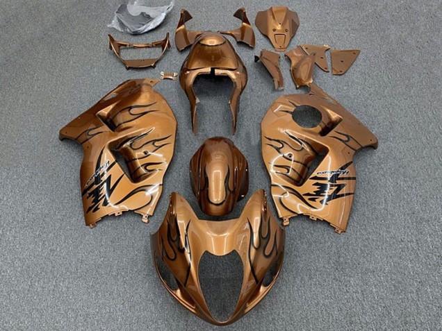Lojas Carenagens Moto Suzuki GSXR 1300 Hayabusa 1996-2007 - Brown Bronze Preto Chama