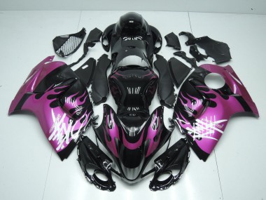 Lojas Carenagens Moto Suzuki GSXR 1300 Hayabusa 2008-2020 - Preto Brilhante Roxo Chama