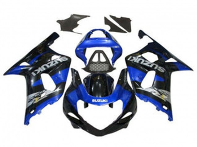 Lojas Carenagens Moto Suzuki GSXR1000 2000-2002 - Azul Preto Brilhante Chrome