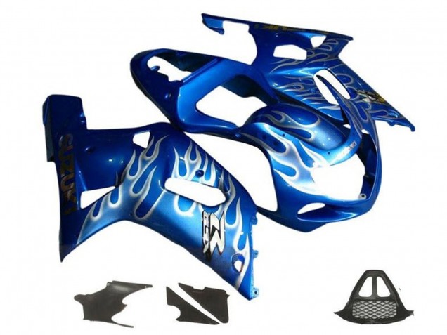 Lojas Carenagens Moto Suzuki GSXR1000 2000-2002 - Azul Branco Chama
