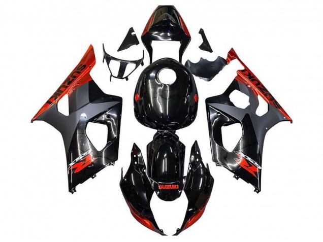 Lojas Carenagens Moto Suzuki GSXR 1000 2003-2004 - Preto Brilhante Preto Fosco Laranja