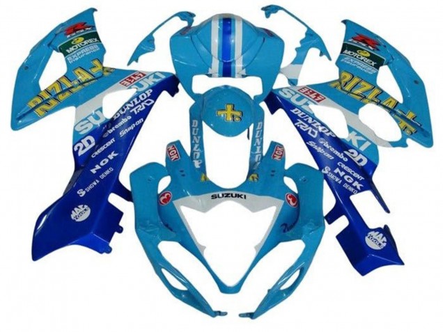 Lojas Carenagens Moto Suzuki GSXR 1000 2005-2006 - Azul Branco Listra Rizla