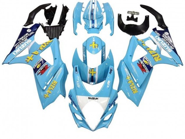 Lojas Carenagens Moto Suzuki GSXR 1000 2005-2006 - Azul Claro Amarelo Preto Rizla