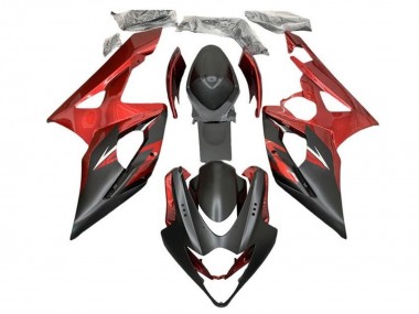 Lojas Carenagens Moto Suzuki GSXR 1000 2005-2006 - Doce Vermelho Preto Fosco