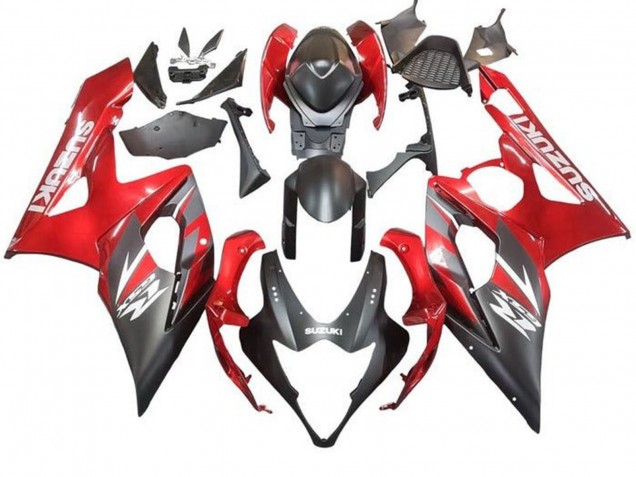 Lojas Carenagem Moto Suzuki GSXR 1000 2005-2006 - Preto Fosco Vermelho