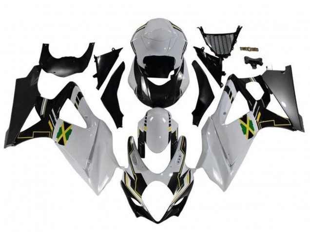 Lojas Carenagens Moto Suzuki GSXR 1000 2005-2006 - Branco Preto Amarelo Jamaica