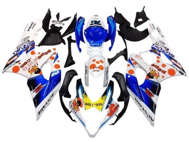 Lojas Carenagens Moto Suzuki GSXR 1000 2005-2006 - Branco Azul Laranja Amarelo Dark Dog