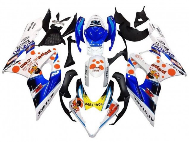 Lojas Carenagens Moto Suzuki GSXR 1000 2005-2006 - Branco Azul Laranja Amarelo Dark Dog