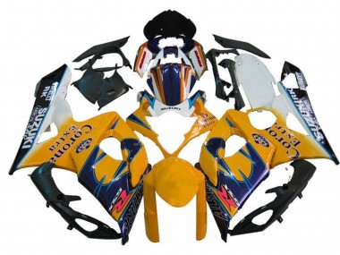 Lojas Carenagens Moto Suzuki GSXR 1000 2005-2006 - Branco Amarelo Azul Preto Corona