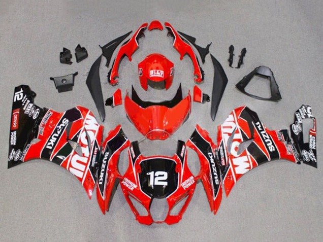 Lojas Carenagens Moto Suzuki GSXR1000 2017-2024 - Vermelho Branco Preto Motul 12