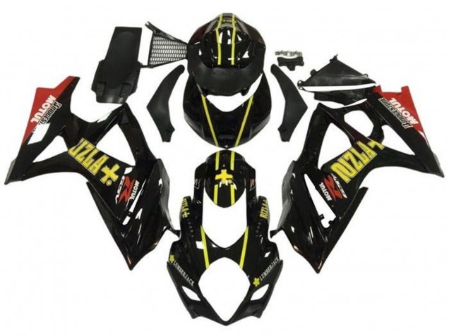 Lojas Carenagens Moto Suzuki GSXR 1000 2007-2008 - Preto Amarelo Vermelho Rizla