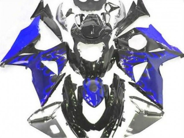 Lojas Carenagem Moto Suzuki GSXR 1000 2009-2016 - Preto Brilhante Azul Chama