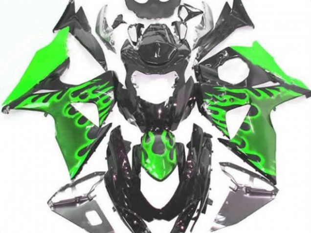 Lojas Carenagens Moto Suzuki GSXR 1000 2009-2016 - Preto Brilhante Verde Chama