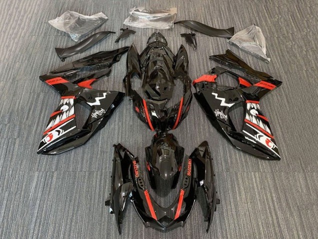 Lojas Carenagens Moto Suzuki GSXR 1000 2009-2016 - Preto Vermelho Branco Jaws Tubarão