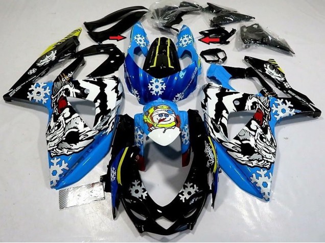 Lojas Carenagens Moto Suzuki GSXR 1000 2009-2016 - Azul Preto Branco Neve