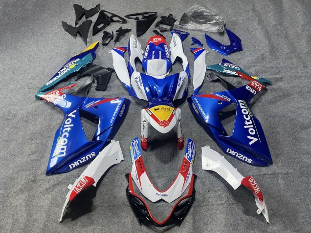 Lojas Carenagens Moto Suzuki GSXR 1000 2009-2016 - Branco Azul Vermelho Amarelo Voltcom