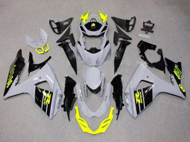 Lojas Carenagens Moto Suzuki GSXR 1000 2009-2016 - Cinzento Amarelo Néon Preto