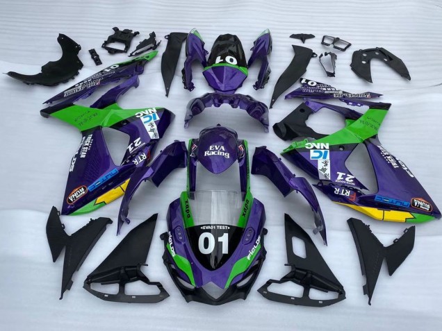 Lojas Carenagens Moto Suzuki GSXR 1000 2009-2016 - Roxo Verde Preto Amarelo 01
