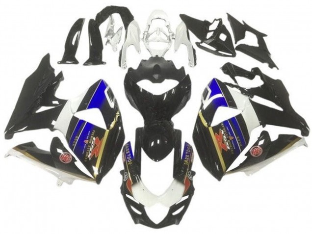 Lojas Carenagens Moto Suzuki GSXR 1000 2009-2016 - Branco Azul Preto Ouro Listra