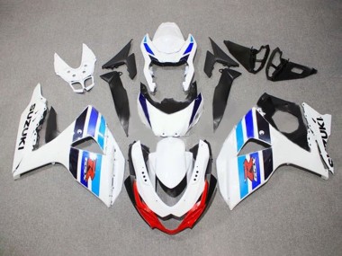 Lojas Carenagens Moto Suzuki GSXR 1000 2009-2016 - Branco Azul Vermelho Preto Listra