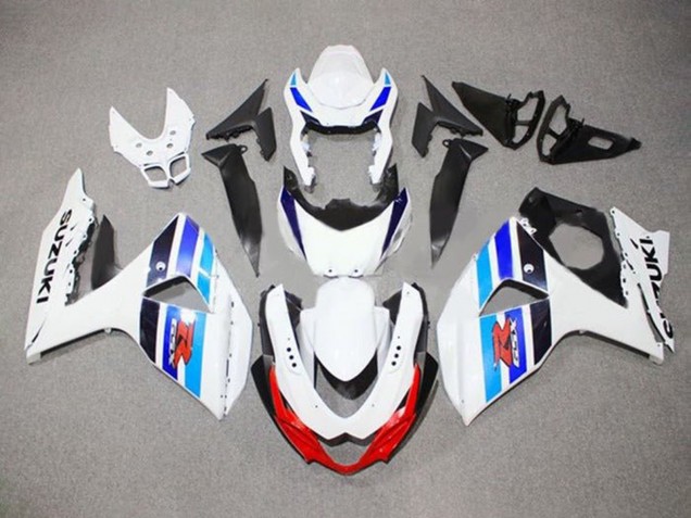 Lojas Carenagens Moto Suzuki GSXR 1000 2009-2016 - Branco Azul Vermelho Preto Listra