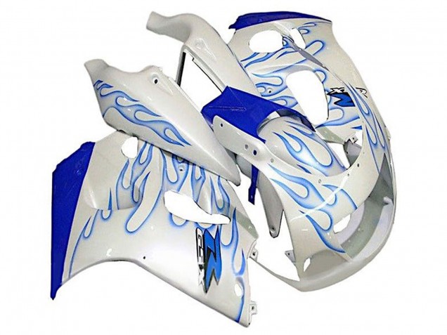 Lojas Carenagens Moto Suzuki GSXR 600 / GSXR 750 1996-2000 - Branco Azul Chama