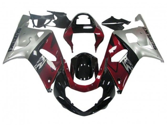 Lojas Carenagem Moto Suzuki GSXR 600 / GSXR 750 2001-2003 - Prata Vermelho Preto Brilhante