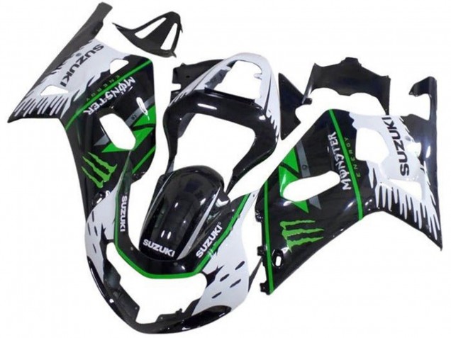 Lojas Carenagens Moto Suzuki GSXR 600 / GSXR 750 2001-2003 - Branco Preto Verde Monstro